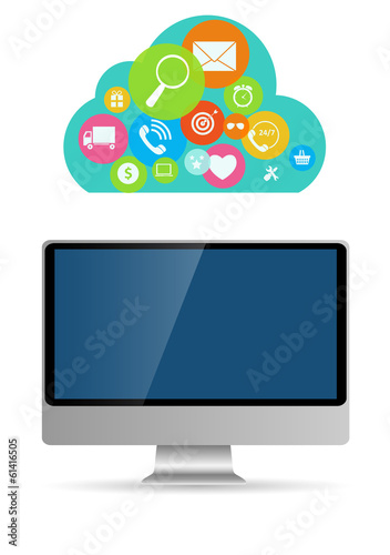 Business Internet for Different Electronic Devices Concept. Vec