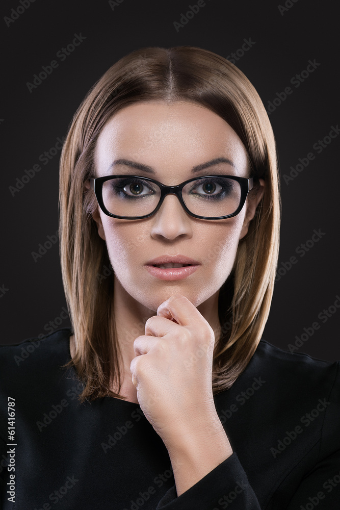 Beauty portrait of beautiful woman with glasses Beauty portrait of beautiful woman with glasses