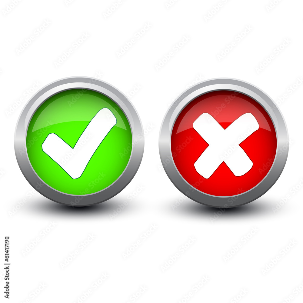 buttons tick and cross