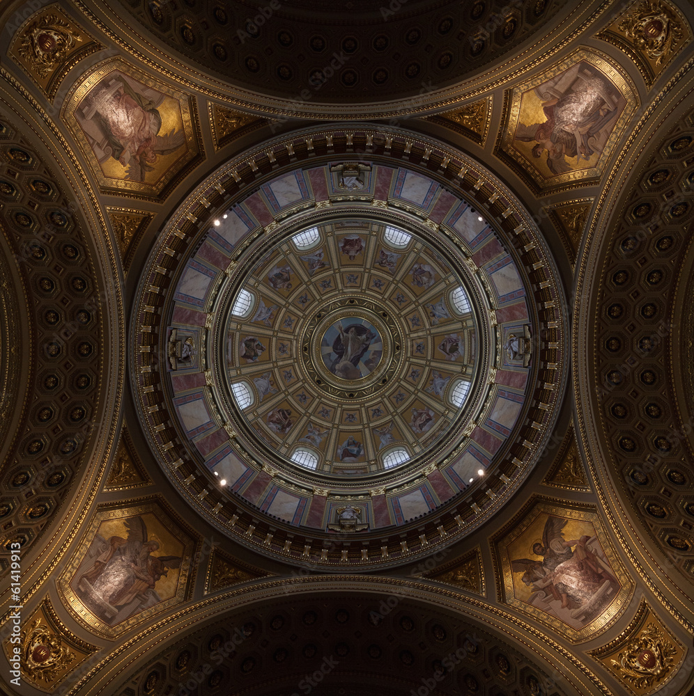 Dome in the St. Stephen's Basilica in Budapest, Hungary.