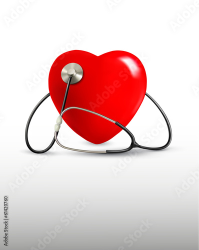 Background with a stethoscope and a heart. Vector.