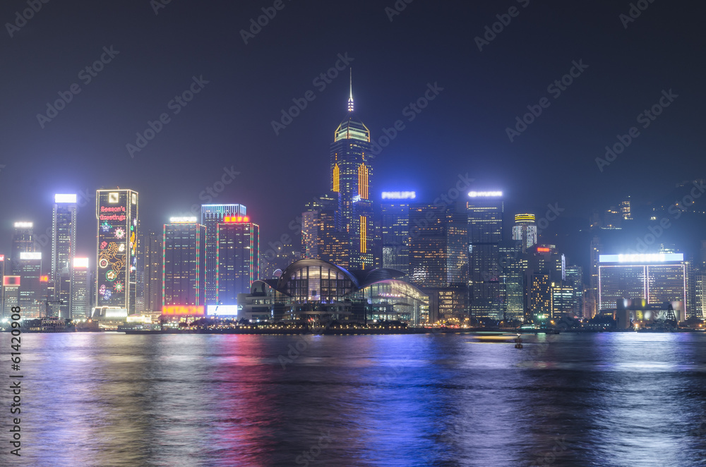 Victoria harbour at night in Hong Kong Victoria harbour at night in Hong Kong