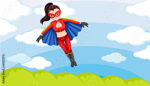 A female superhero in the sky