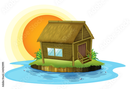 A bamboo house in the island