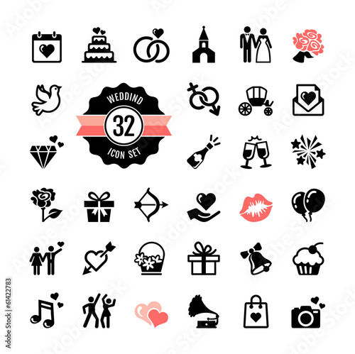 Web icon set - Wedding, marriage, bridal