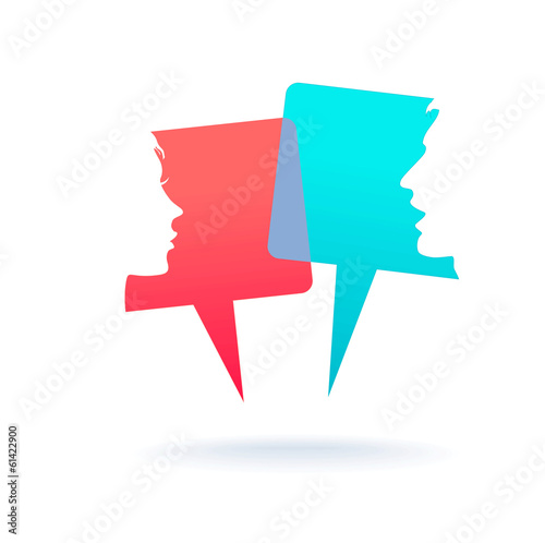 people icons with colorful dialog speech bubbles