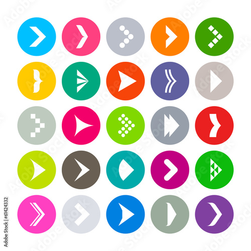 25 flat round icons with ar...