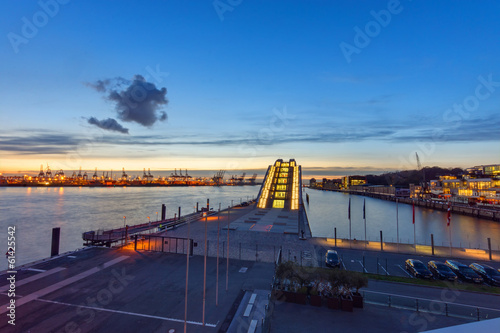 Hamburg harbour after sunset