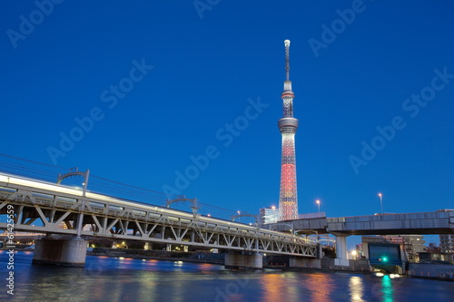 Photography View of Tokyo skyline from Sumida river