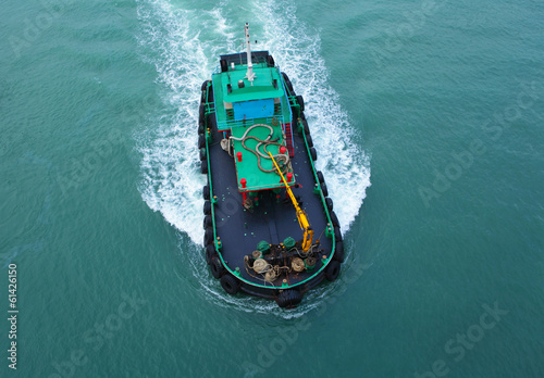 Fishing boat form top view photo