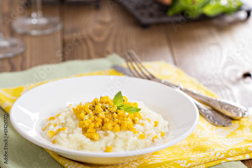 Risotto with baked corn