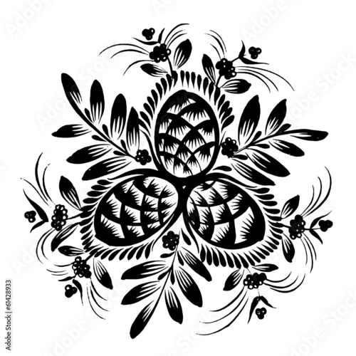 decorative silhouette pine cone with pine needles