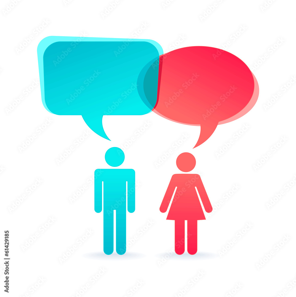 People icons with colorful dialog speech bubbles People icons with colorful dialog speech bubbles