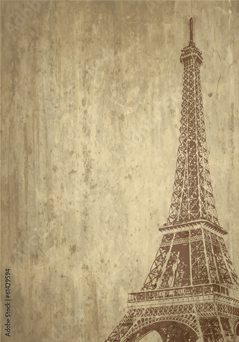 muro vintage con tour eiffel