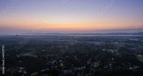 Panoramic view of Mandalay sunset from Mandalay Hill  Myanmar