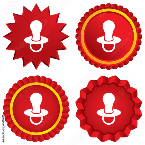 Baby's dummy sign icon. Child pacifier symbol.