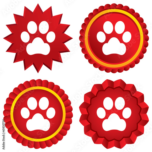 Dog paw sign icon. Pets symbol.