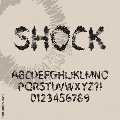 Abstract Shock Font and Numbers  Eps 10 Vector