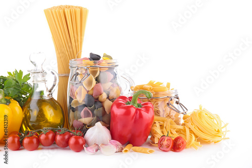 raw pasta and ingredients