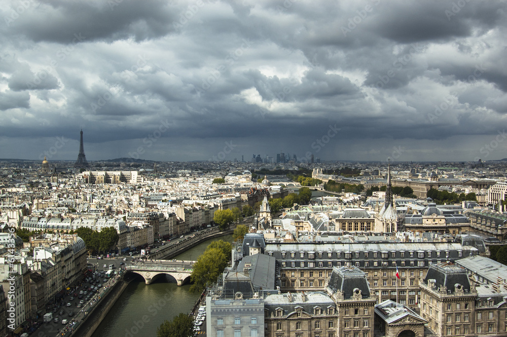 Aerial view of Paris, Eiffel Tower and Senna Aerial view of Paris, Eiffel Tower and Senna