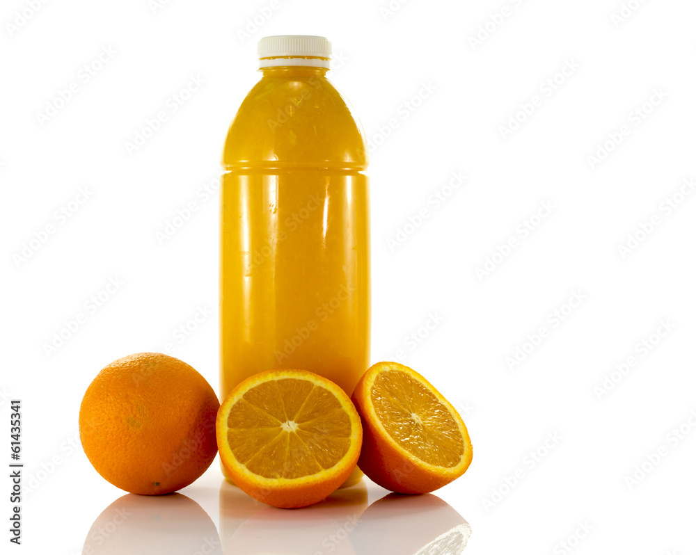 bottle with fresh orange juice bottle with fresh orange juice