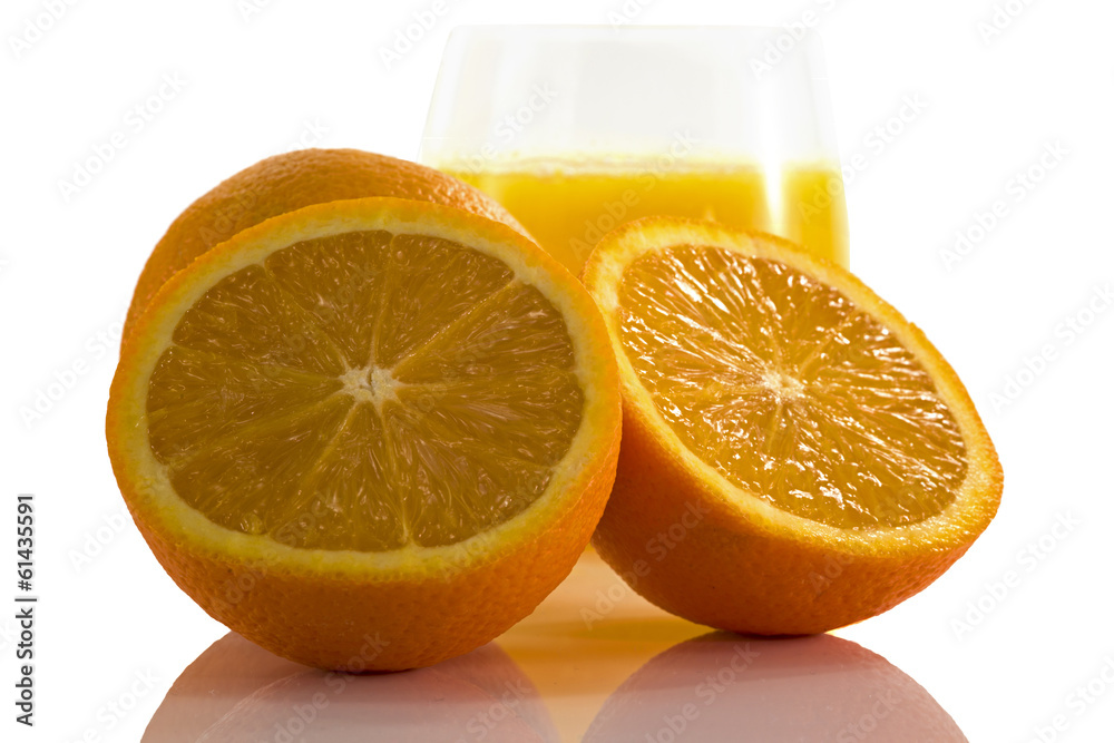 Fototapeta premium macro orange fruit with glass