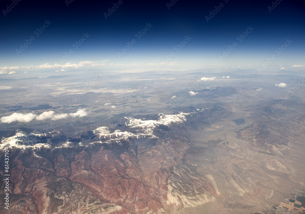 High altitude view of the desert in the western United States.
