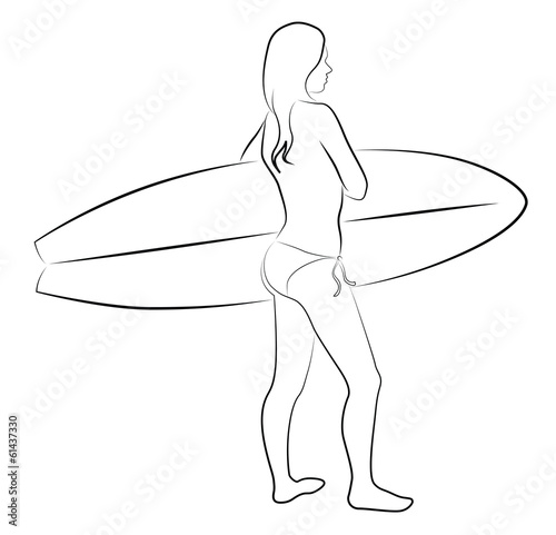 Girl with Surfboard