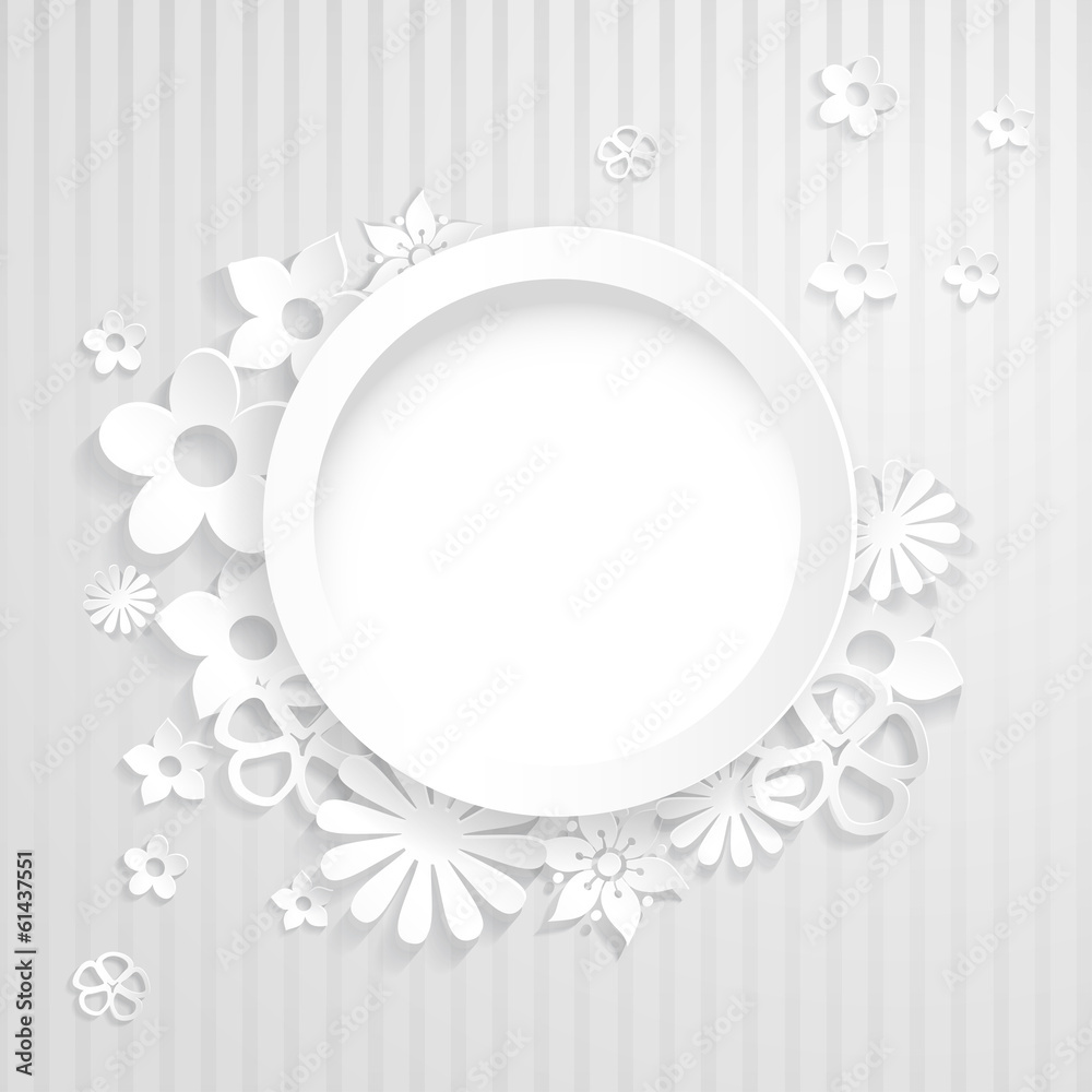 Paper flowers with ring on white Paper flowers with ring on white