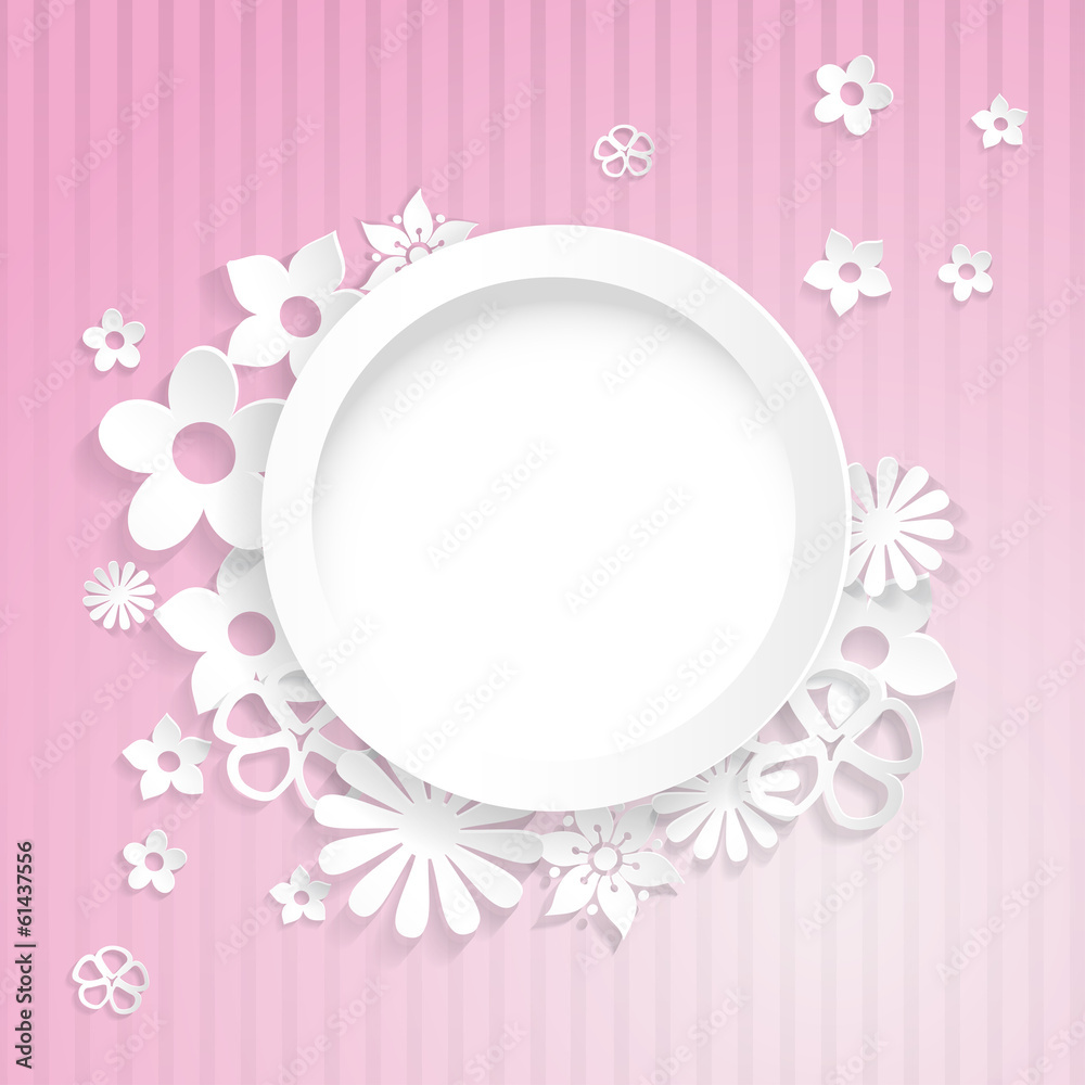 Paper flowers with ring on pink