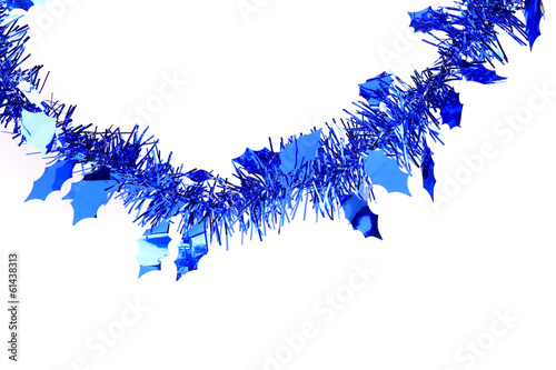 Christmas blue tinsel with stars.