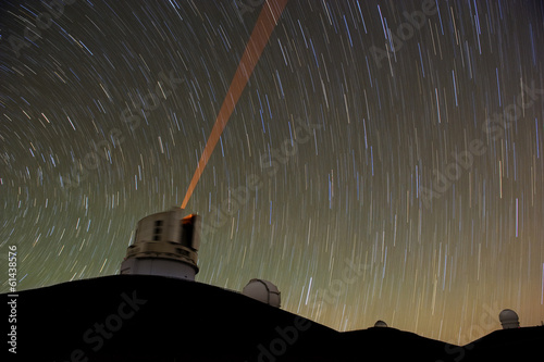 Telescope in Hawaii using a red laser guide star.