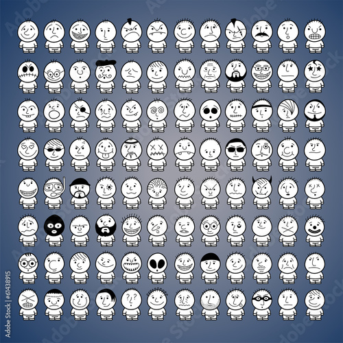 Huge set of funny hand drawn characters.