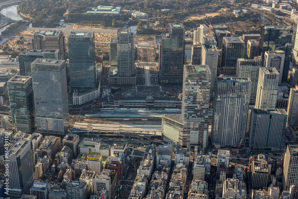 Fototapeta premium Aerial view of Tokyo station