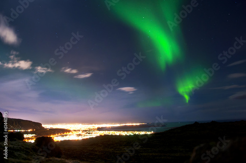 Northern lights above Reykjavik Iceland © mur162