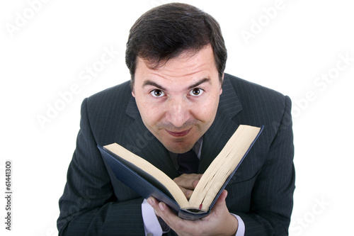 business man with notebook in white background
