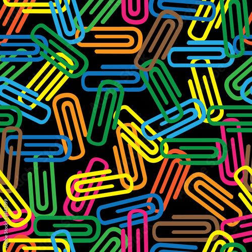 seamless pattern of colored paperclips