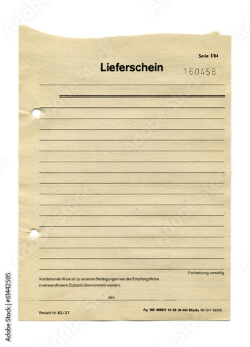 Lieferschein nummeriert