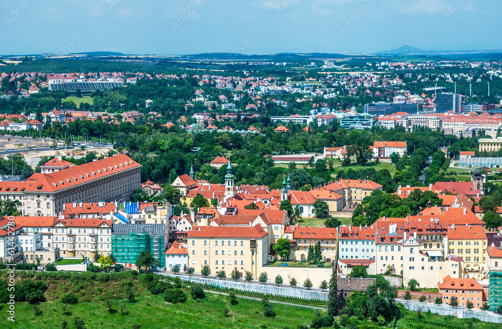 Aerial view of Prague - obrazy, fototapety, plakaty 
