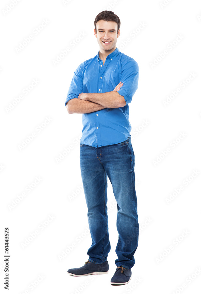 Young man standing against white background Young man standing against white background