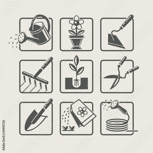 Garden tools. Icons set