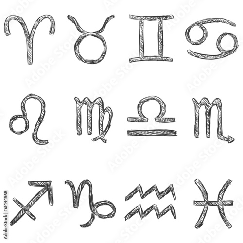vector set of sketch zodiac signs