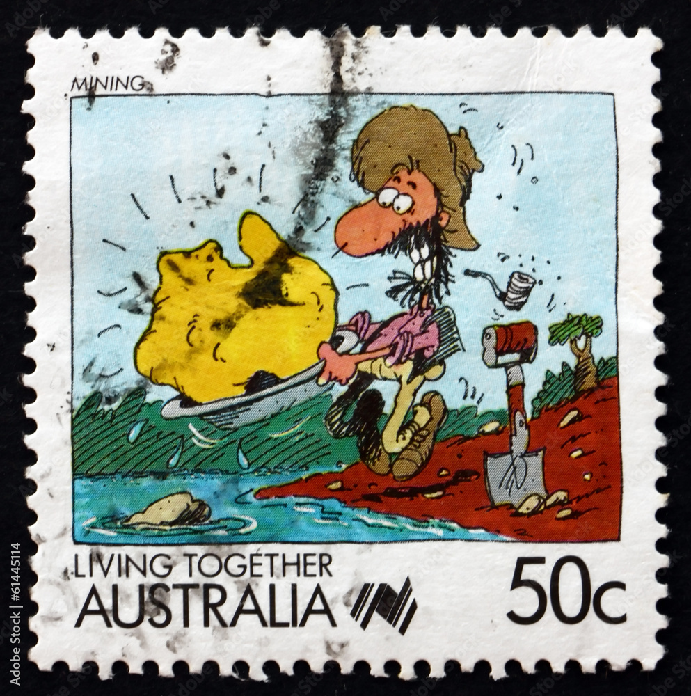 Postage stamp Australia 1988 Mining, Living Together