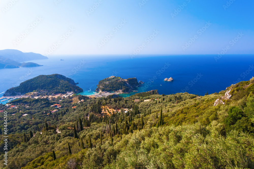 View of Paleokastritsa's bay. Corfu. Greece.
