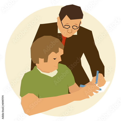teacher teaching to student in class