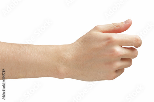 adult man hand giving or holding something like business card