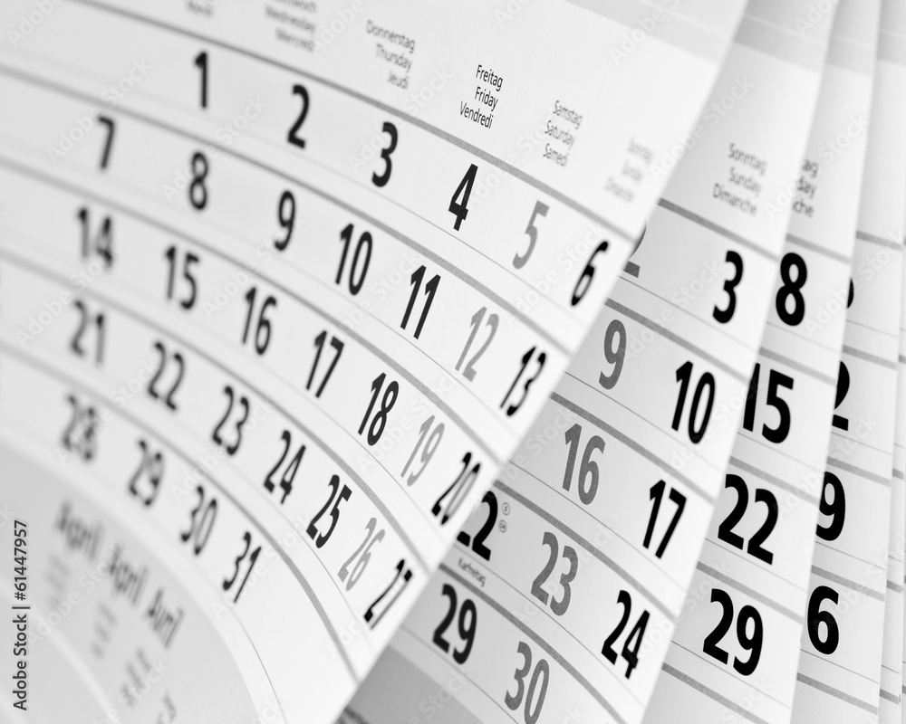 Kalender in schwarz-weiß Stock-Foto | Adobe Stock