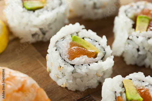 Healthy Japanese Salmon Maki Sushi