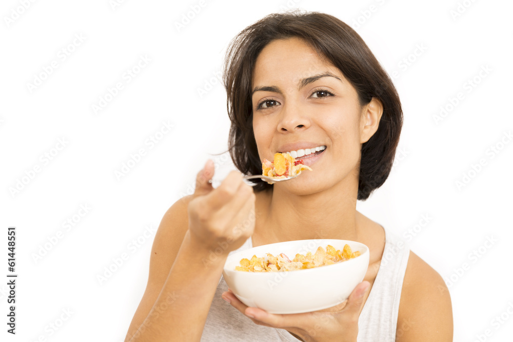 Attractive woman having breakfast Attractive woman having breakfast