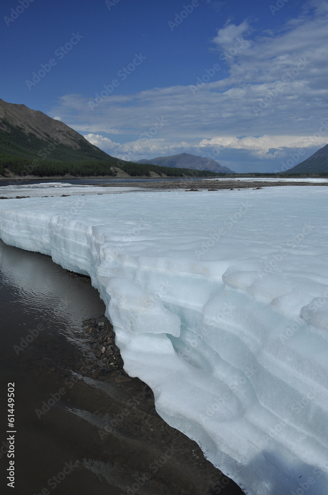 The permanent ice fields in the tideway of the Yakut river. The permanent ice fields in the tideway of the Yakut river.